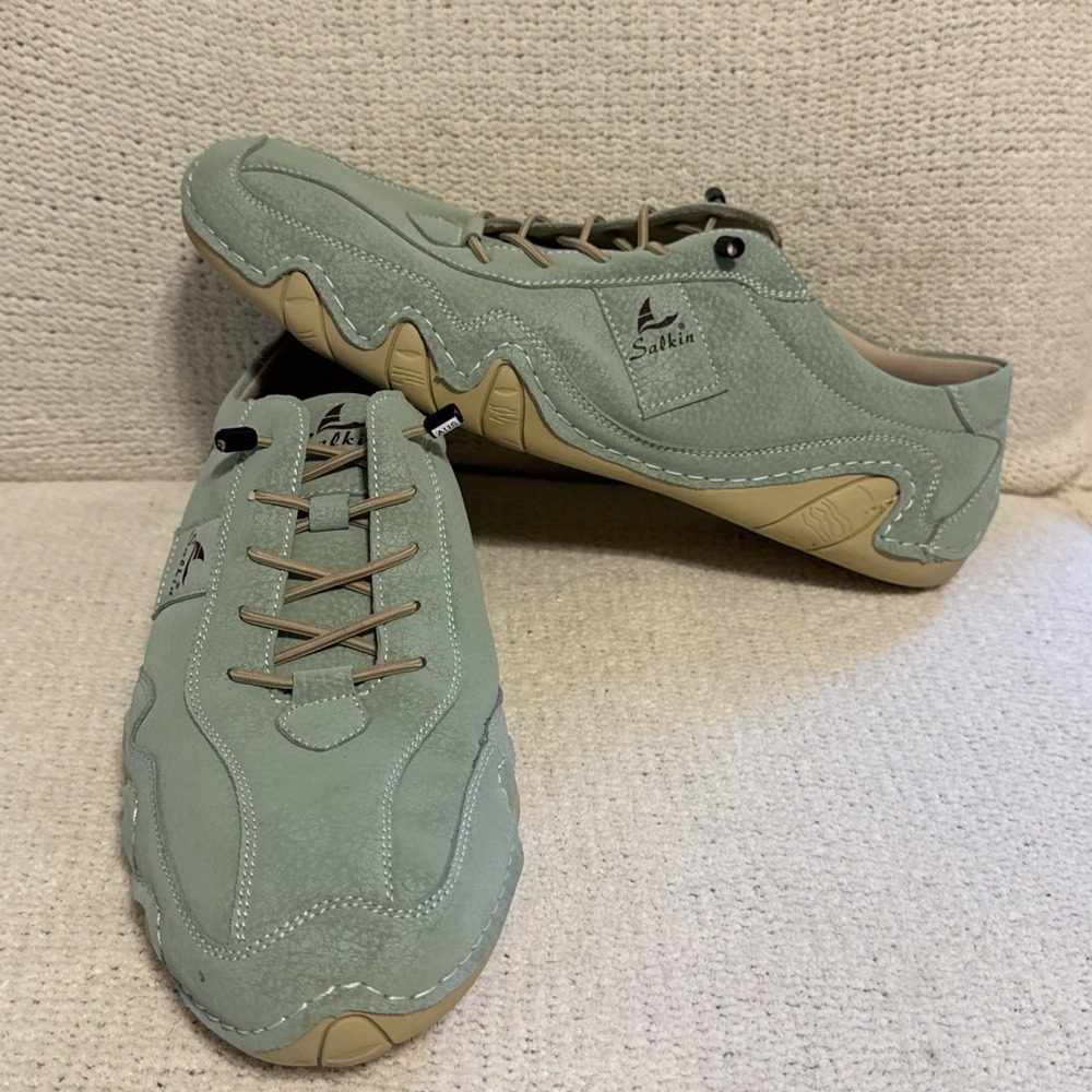 Salkin Sage Green Barefoot Sneakers Men's EU 47 Fits US 11-12 Faux Leather
